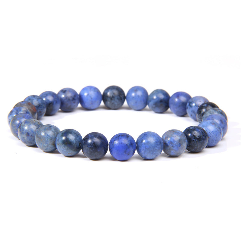 Natural Stone explosion models 8mm natural stone bead bracelet male white turquoise elastic bracelet