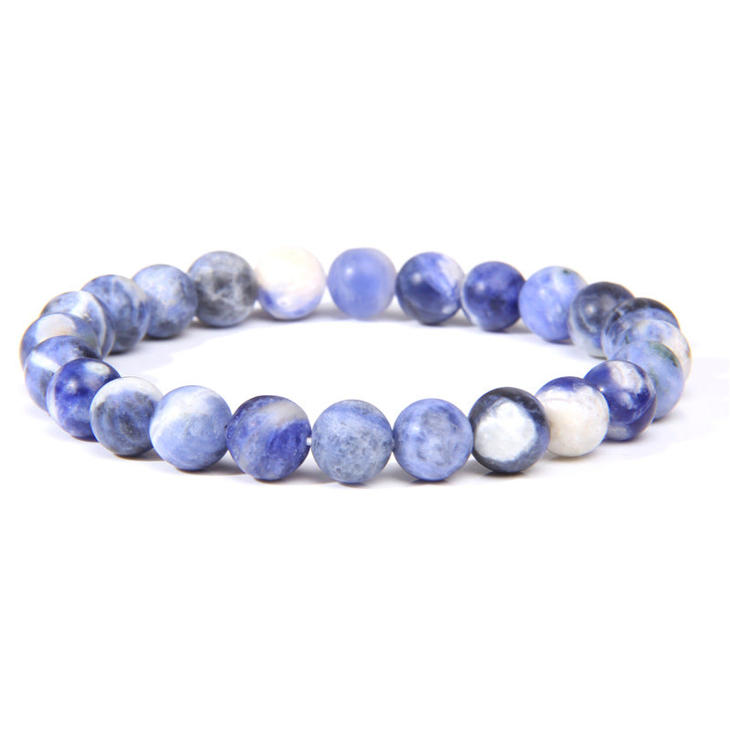 Natural Stone explosion models 8mm natural stone bead bracelet male white turquoise elastic bracelet