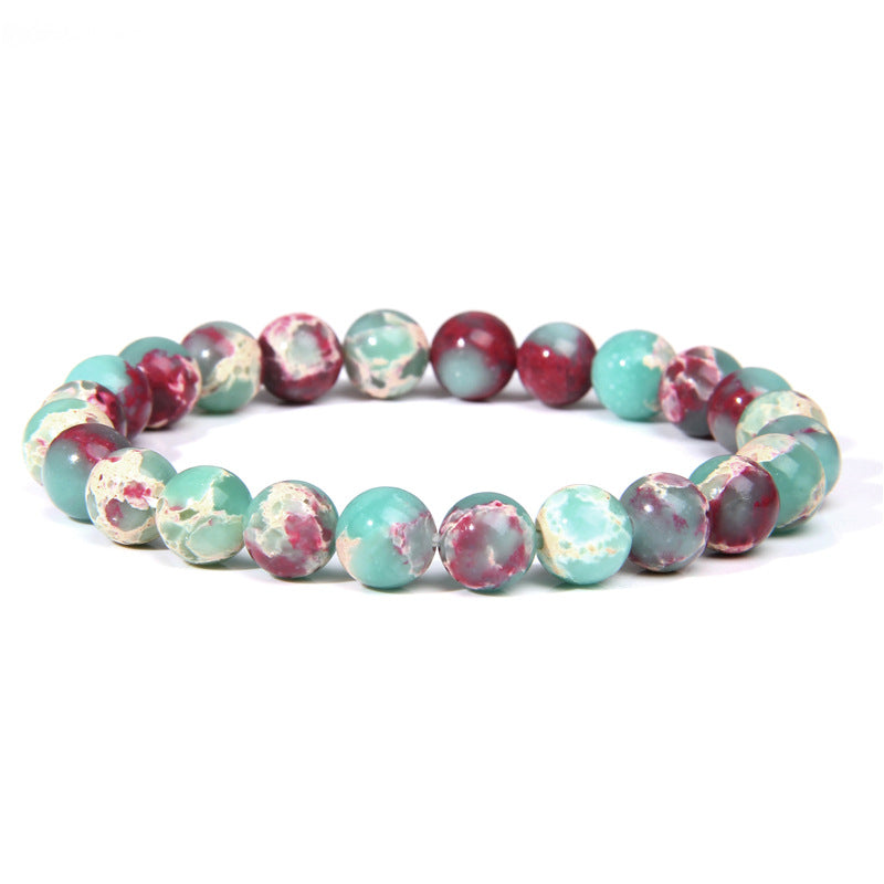 Natural Stone explosion models 8mm natural stone bead bracelet male white turquoise elastic bracelet