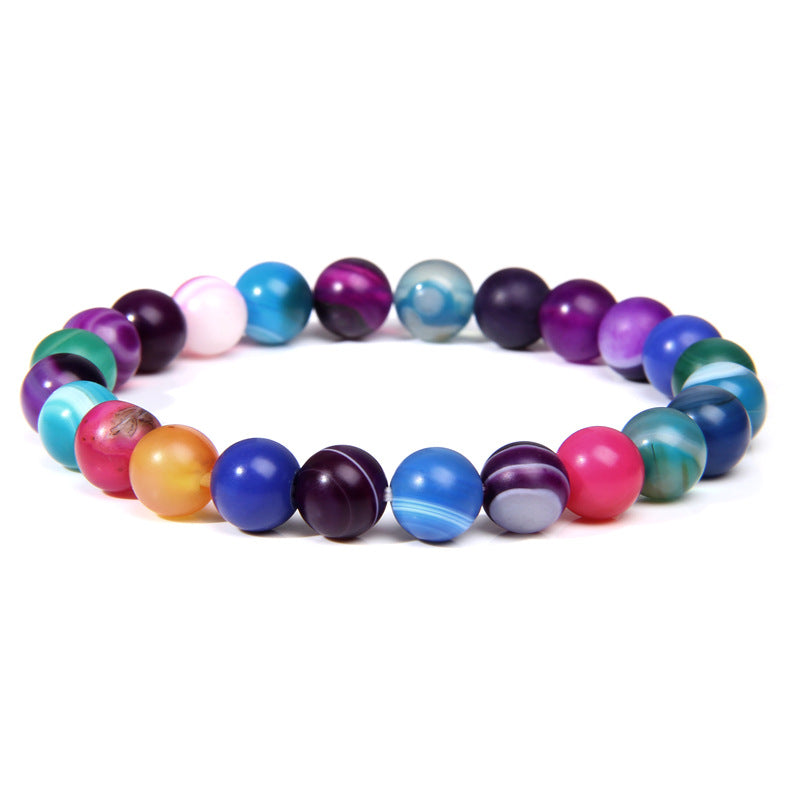Natural Stone explosion models 8mm natural stone bead bracelet male white turquoise elastic bracelet
