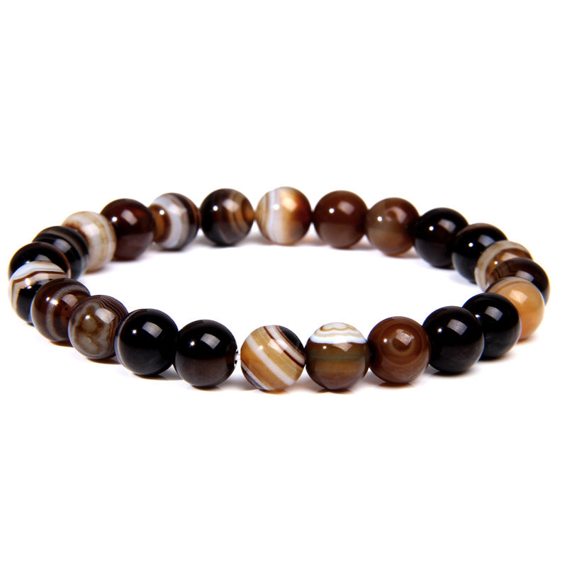Natural Stone explosion models 8mm natural stone bead bracelet male white turquoise elastic bracelet