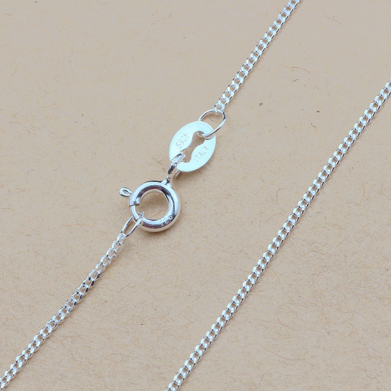 s925 sterling silver jewelry simple silver natural color side chain plain silver wild necklace women
