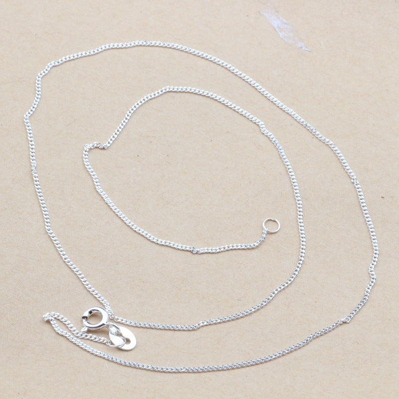 s925 sterling silver jewelry simple silver natural color side chain plain silver wild necklace women