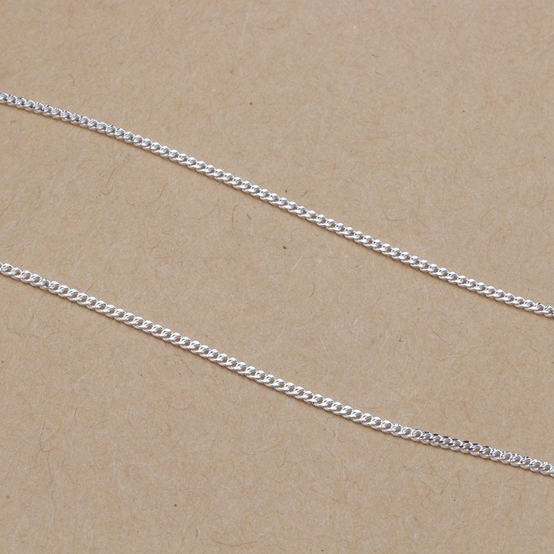 s925 sterling silver jewelry simple silver natural color side chain plain silver wild necklace women