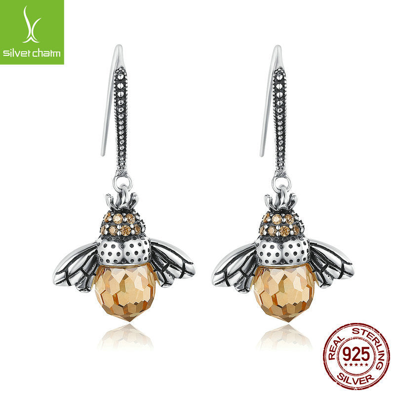 s925 sterling silver set cute little bee crystal necklace ladies banquet high-end jewelry OL