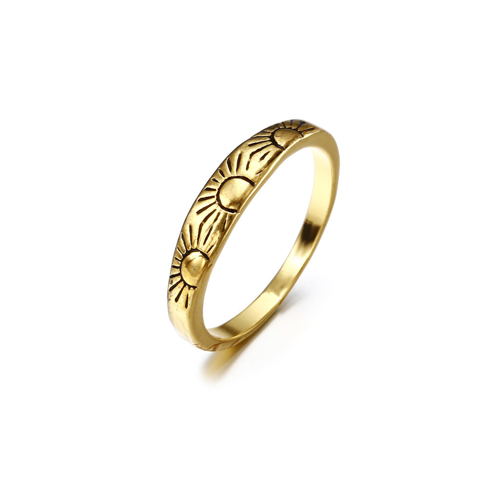 Ring 14K gold small sun lady engagement ring jewelry