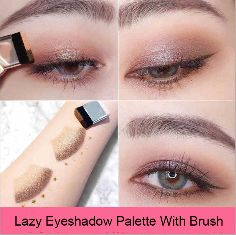 Lazy two-color gradient pearlescent eye shadow earth color non-smudge waterproof eye shadow new product explosion