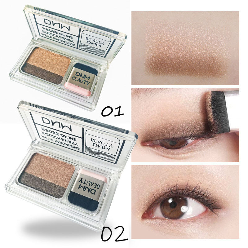 Lazy two-color gradient pearlescent eye shadow earth color non-smudge waterproof eye shadow new product explosion