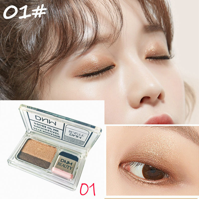 Lazy two-color gradient pearlescent eye shadow earth color non-smudge waterproof eye shadow new product explosion