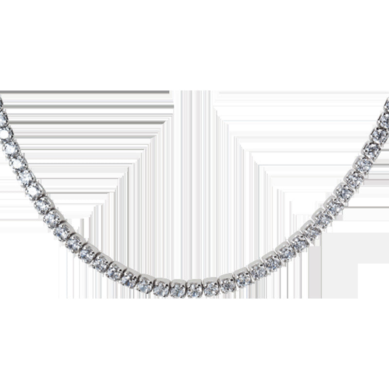 s925 silver necklace female choker neck jewelry temperament full of diamonds and diamonds short sweet collarbone chain D3397