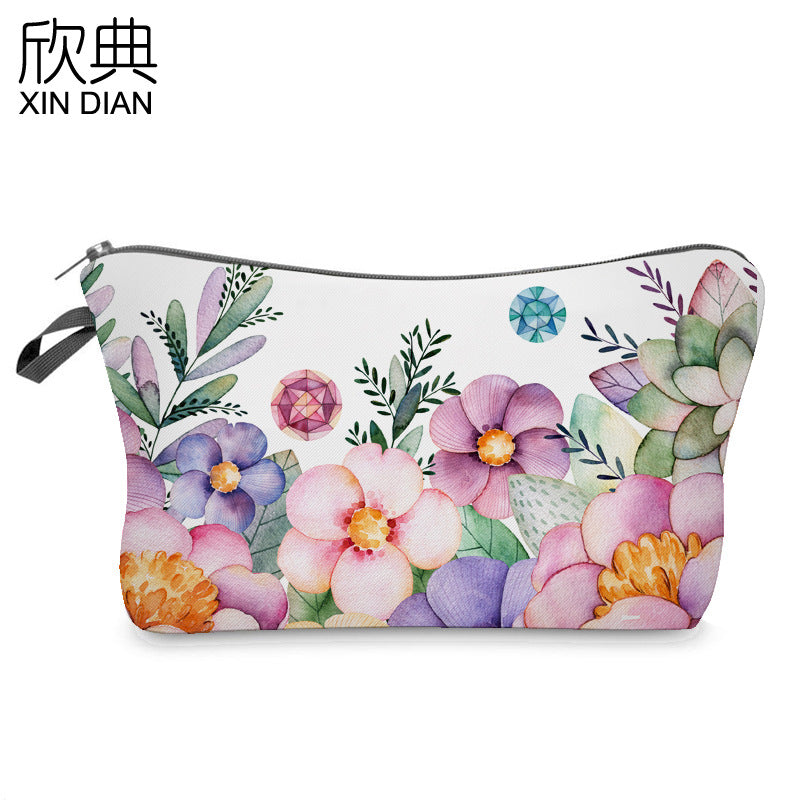 Cosmetic bag 3D digital printing new flower Flower cosmetic bag ladies storage clutch