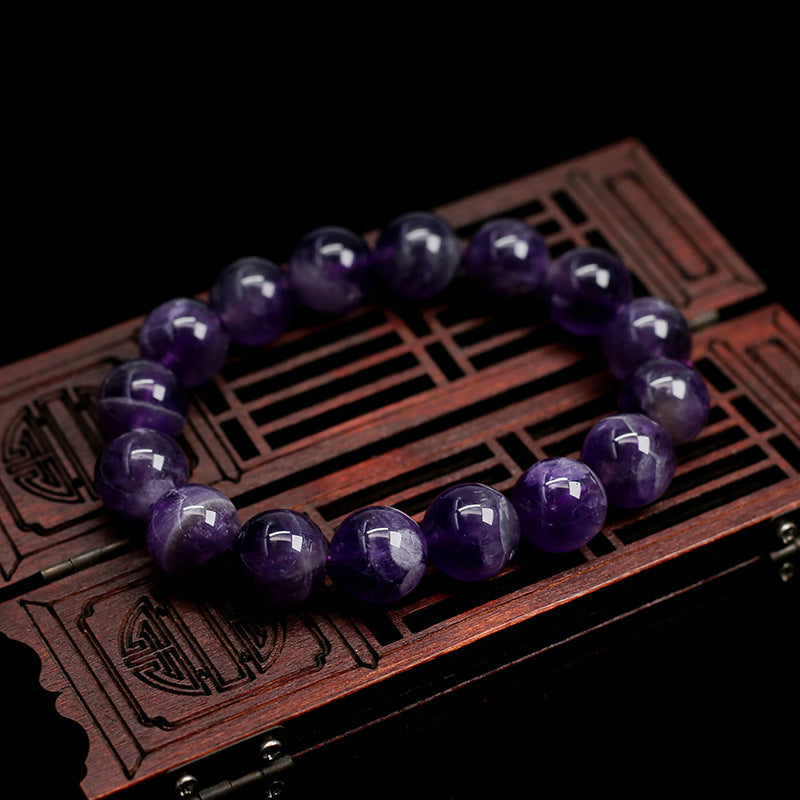 Natural Stone Amethyst Bracelet Fantasy Amethyst Bracelet Girlfriend Gift Jewelry 6mm 14mm
