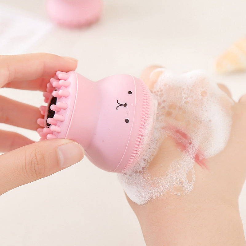 Mini Cartoon Octopus Silicone Facial Deep Cleaning Brush Silicone Manual Facial Cleaner Massager Skin Care Massage Tools cute