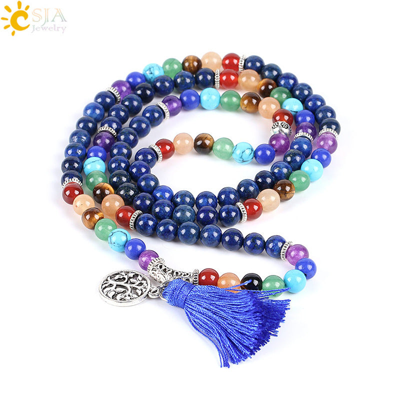 Natural Stone 108 6mm Lapis Lapis Bracelet Ancient Silver Natural Crystal Semi-precious Stone Chakra Jewelry Universal Jewelry CSJA