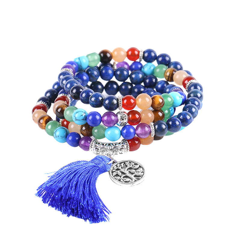 Natural Stone 108 6mm Lapis Lapis Bracelet Ancient Silver Natural Crystal Semi-precious Stone Chakra Jewelry Universal Jewelry CSJA