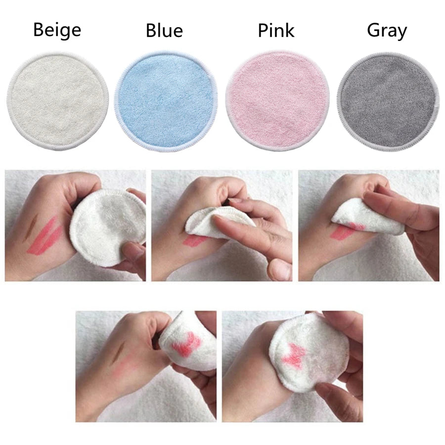 Makeup Remover Pads 12pcs Washable Rounds Cleansing Facial Cotton Make Up Removal Pads Tool