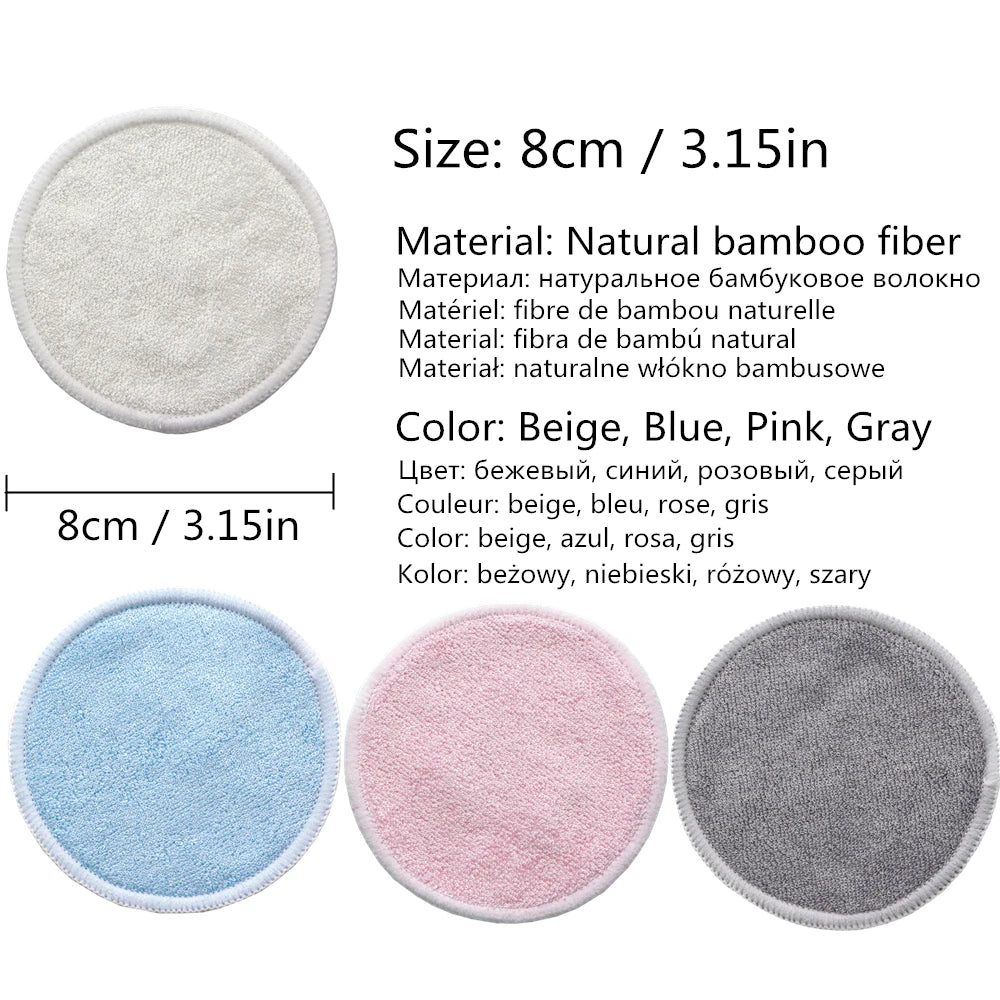 Makeup Remover Pads 12pcs Washable Rounds Cleansing Facial Cotton Make Up Removal Pads Tool
