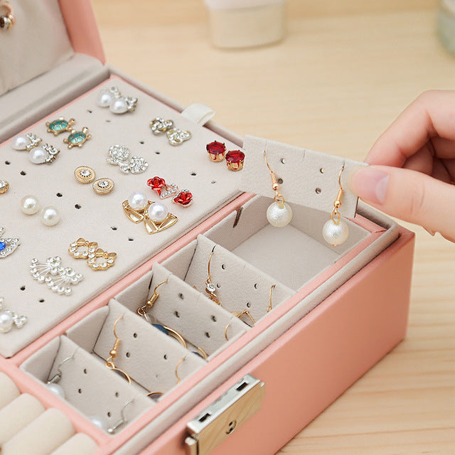 Storage Box Double Leather Jewelry Box Jewelry Storage Box Multifunctional Large Jewelry Box PU Necklace Jewelry Box DQ