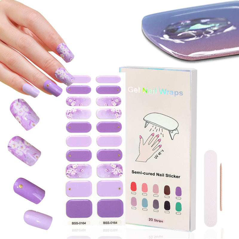 Gel Nail Sticker Waterproof 3D Bronzing Flower UV Phototherapy Semi-curing Nail Sticker