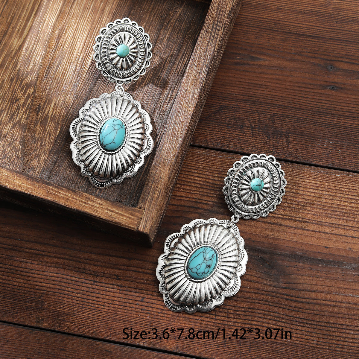 Earring Jewelry Retro Gothic Turquoise Flower Earrings
