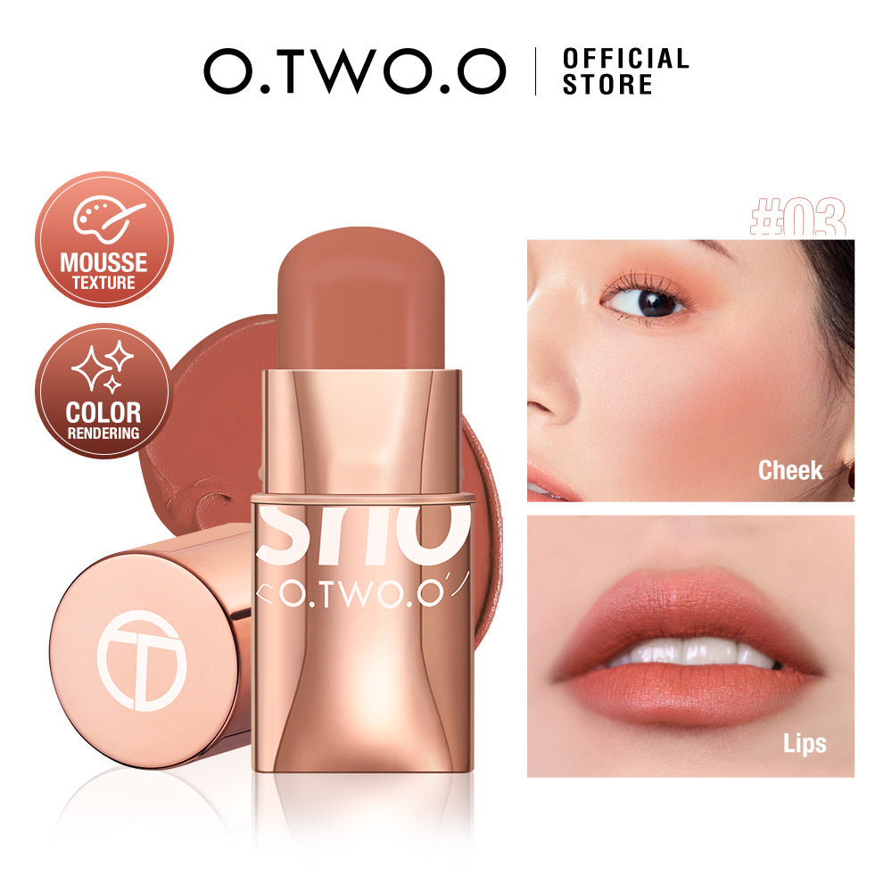 O.TWO.O Vitality and smooth blush cream, repairing, brightening, natural nude makeup blush stick, cheek, lip, eyeshadow