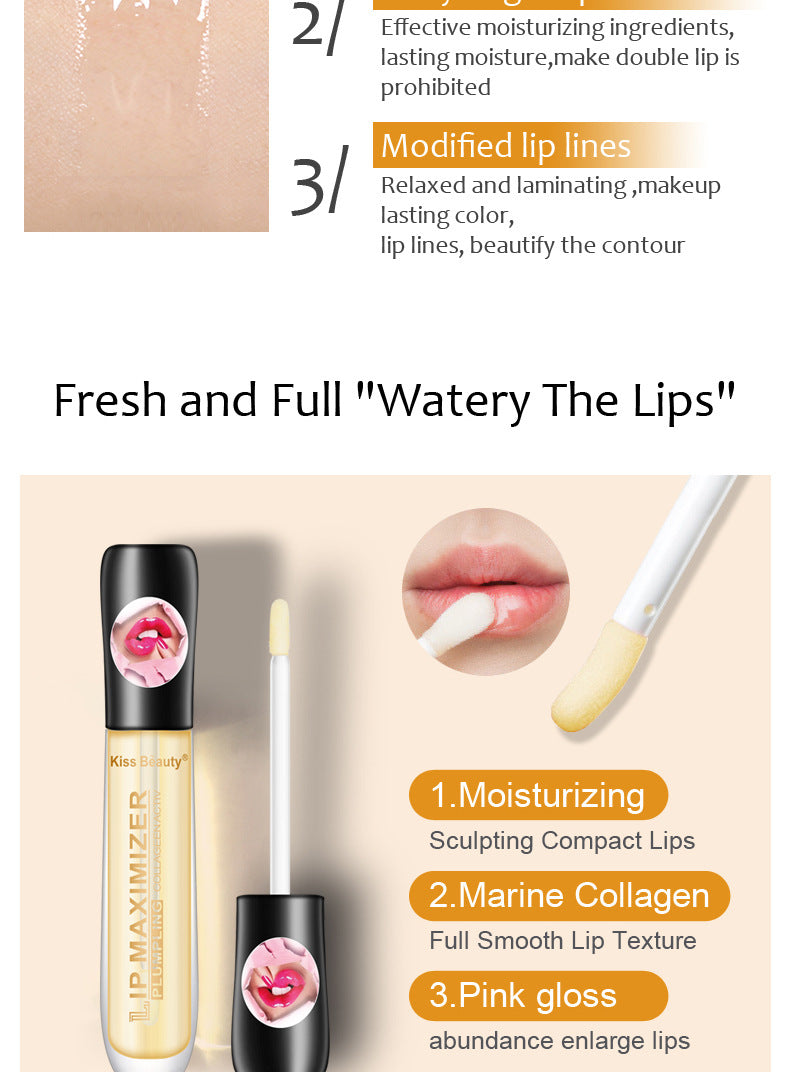 Natural transparent lip plumping enhances lip elasticity and dilutes lip lines lip plumping oil