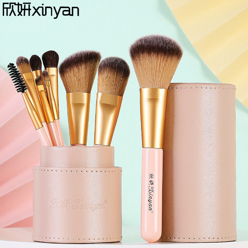 Makeup brush set 9 pieces rice white bucket set bucket brush pony hairbrush set tools elegant neat