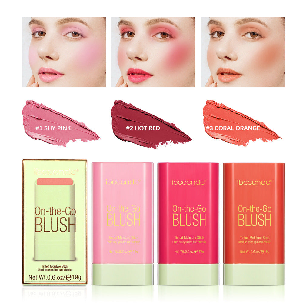 new blush cream red pink natural moisturizing lip and cheek blush stick smear blush