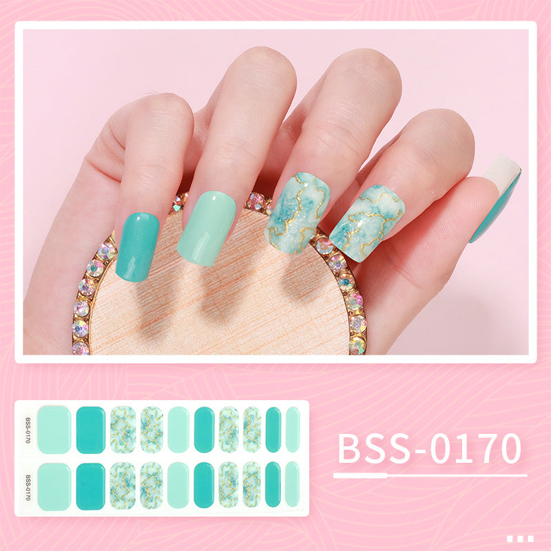 Gel Nail Sticker Waterproof 3D Bronzing Flower UV Phototherapy Semi-curing Nail Sticker