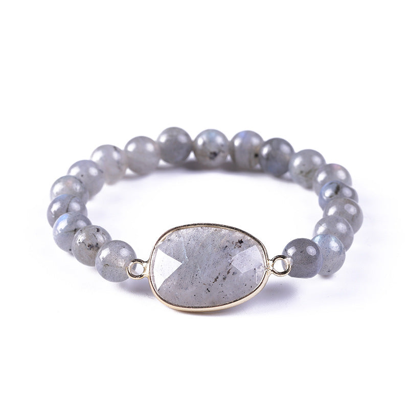 Natural Stone High-end women's bracelet natural glitter stone labradorite elastic bracelet jewelry