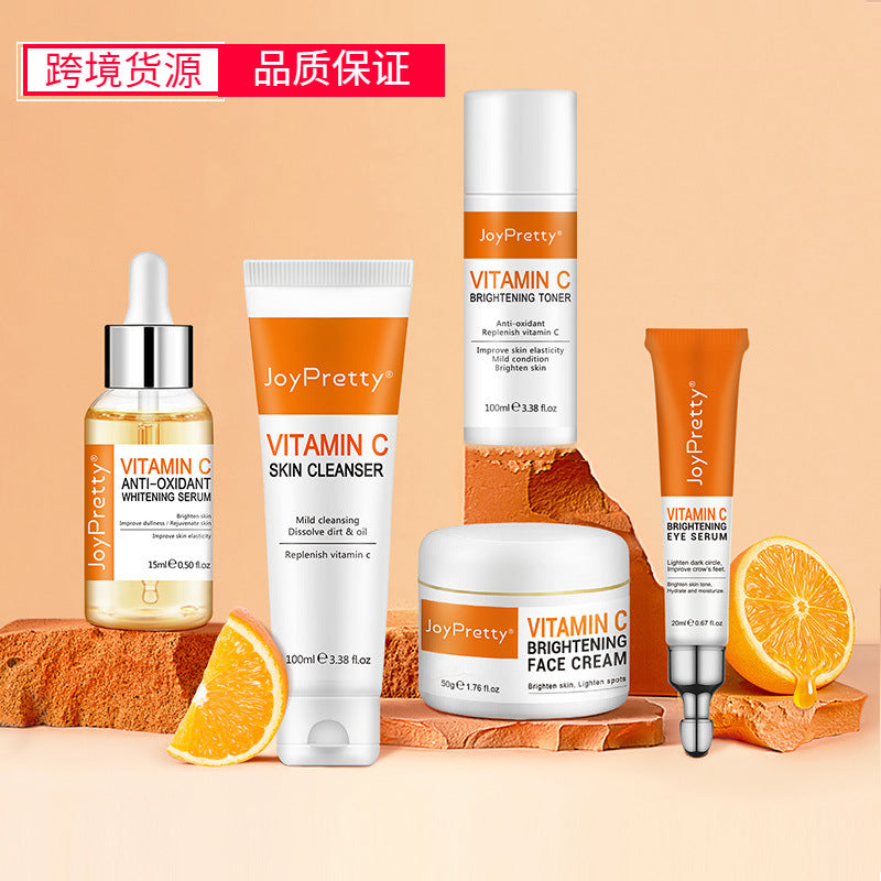 Cream Vitamin C Set Vitamin C Cream Brightening Set Box Hydrating Moisturizing 5-Piece Facial Skin Care Set Spot