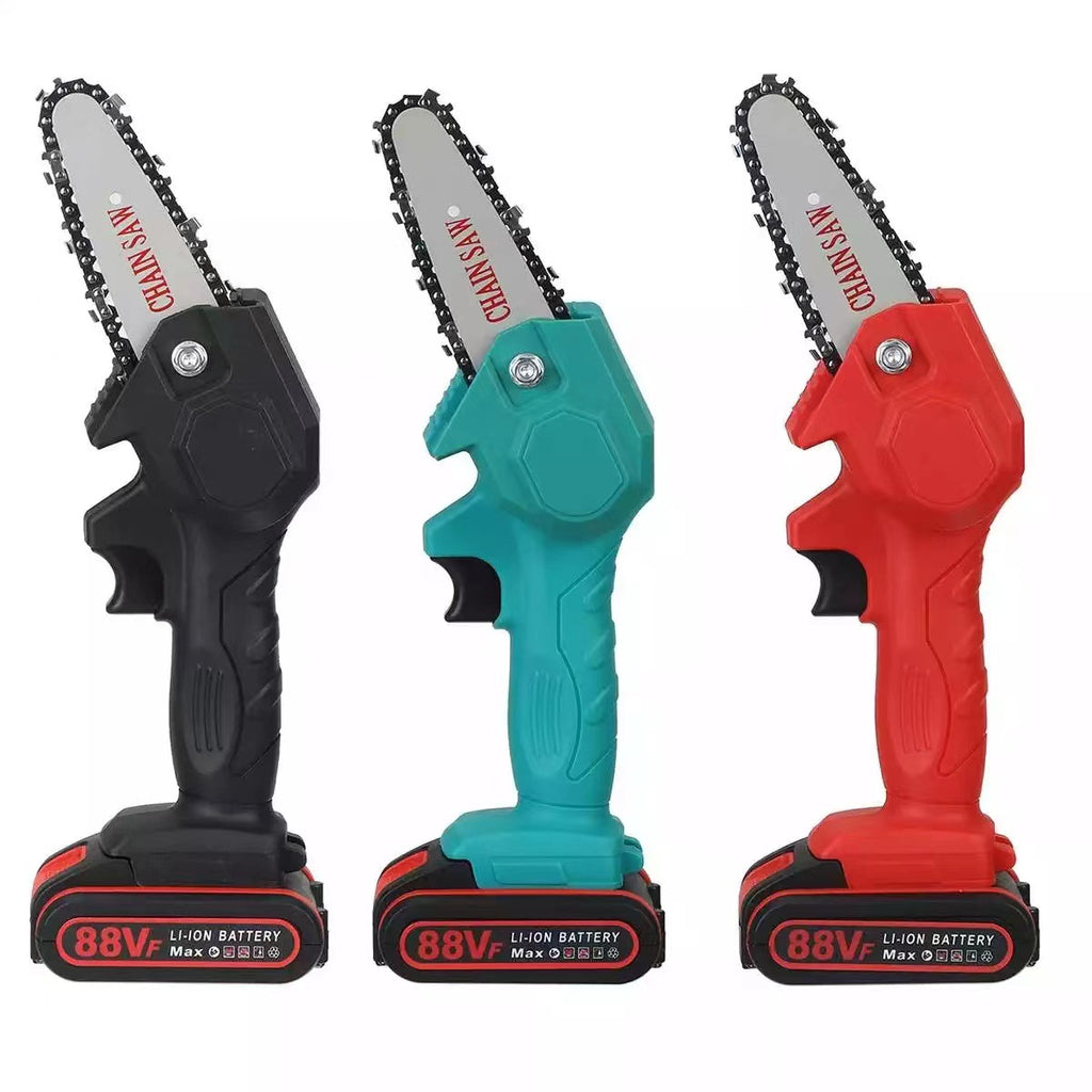 Rechargeable electric 4-inch electric chain saw, small electric saw, woodworking one-hand electric saw, garden logging, mini electric chain saw