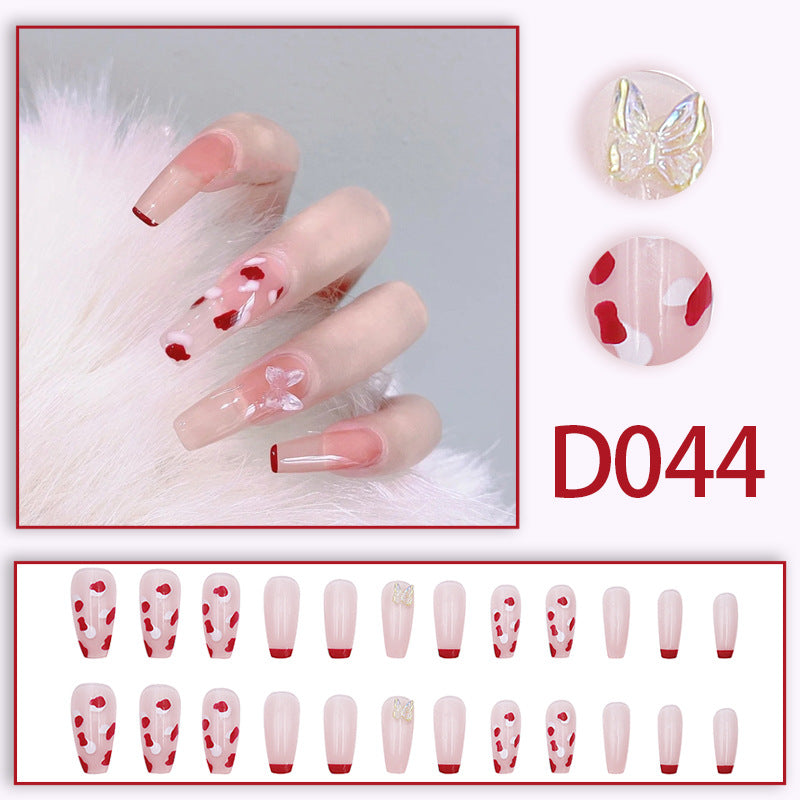 Wearable nails, fake nails, long water drops, European and American manicure, colorful small manicure tools, finished ladder-shaped nails cute cow-liked