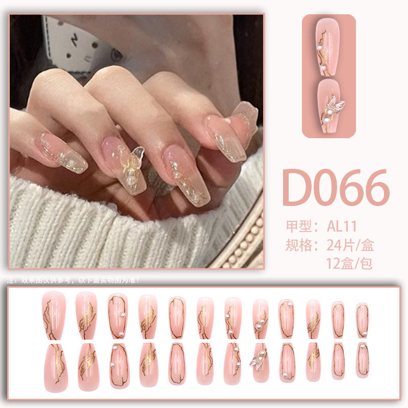 Wearable nails, fake nails, long water drops, European and American manicure, colorful small manicure tools, finished ladder-shaped nails cute cow-liked