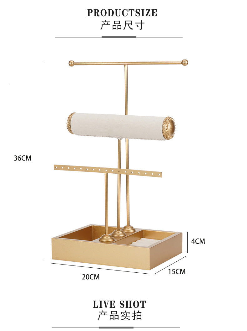 T-shaped 3-tier jewelry display stand jewelry earring rack earring necklace bracelet rack hair hoop storage rack ring detachable