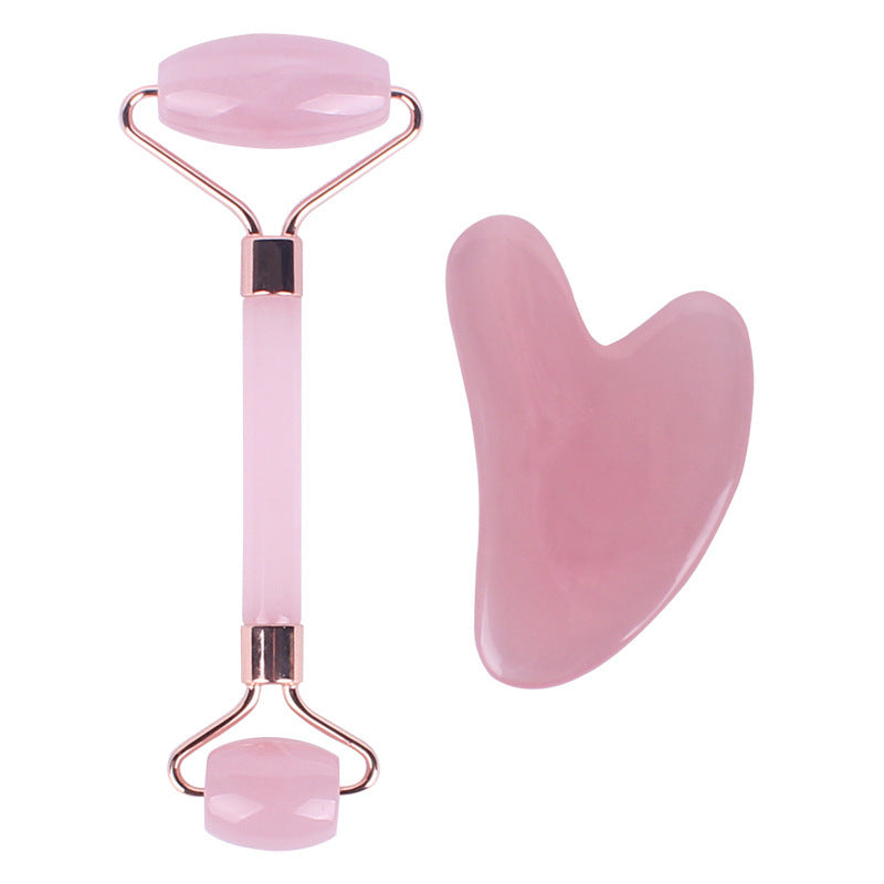 Pink crystal roller facial massage stick facial beauty massage plate flower pole double-headed ball full body massager