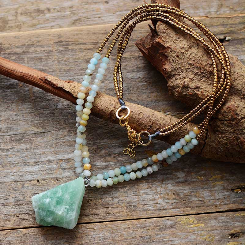 Natural amazonite pendant necklace high-quality European and American popular jewelry