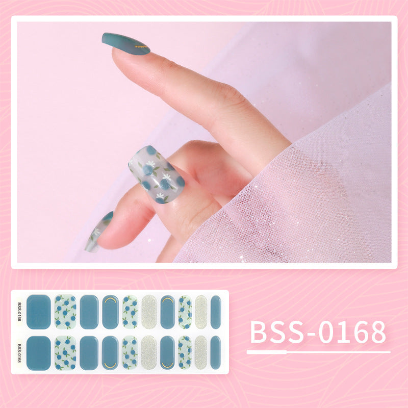 Gel Nail Sticker Waterproof 3D Bronzing Flower UV Phototherapy Semi-curing Nail Sticker