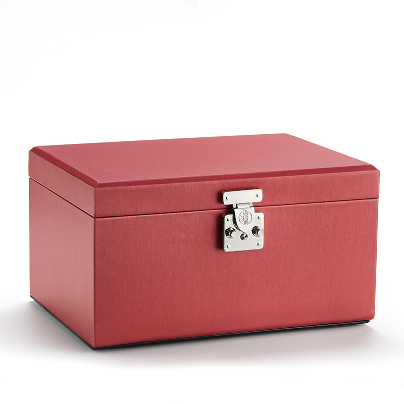 Large-capacity jewelry box European style jewelry box storage box with lock, exquisite jewelry hand jewelry storage box