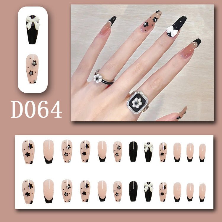 Wearable nails, fake nails, long water drops, European and American manicure, colorful small manicure tools, finished ladder-shaped nails cute cow-liked