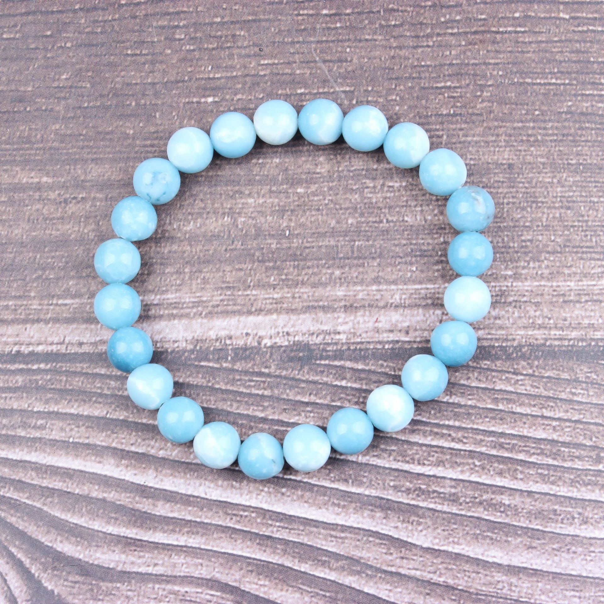 Natural Stone Larimar Bracelet Ethnic Dominican Larimar Bead Jewelry Larimar