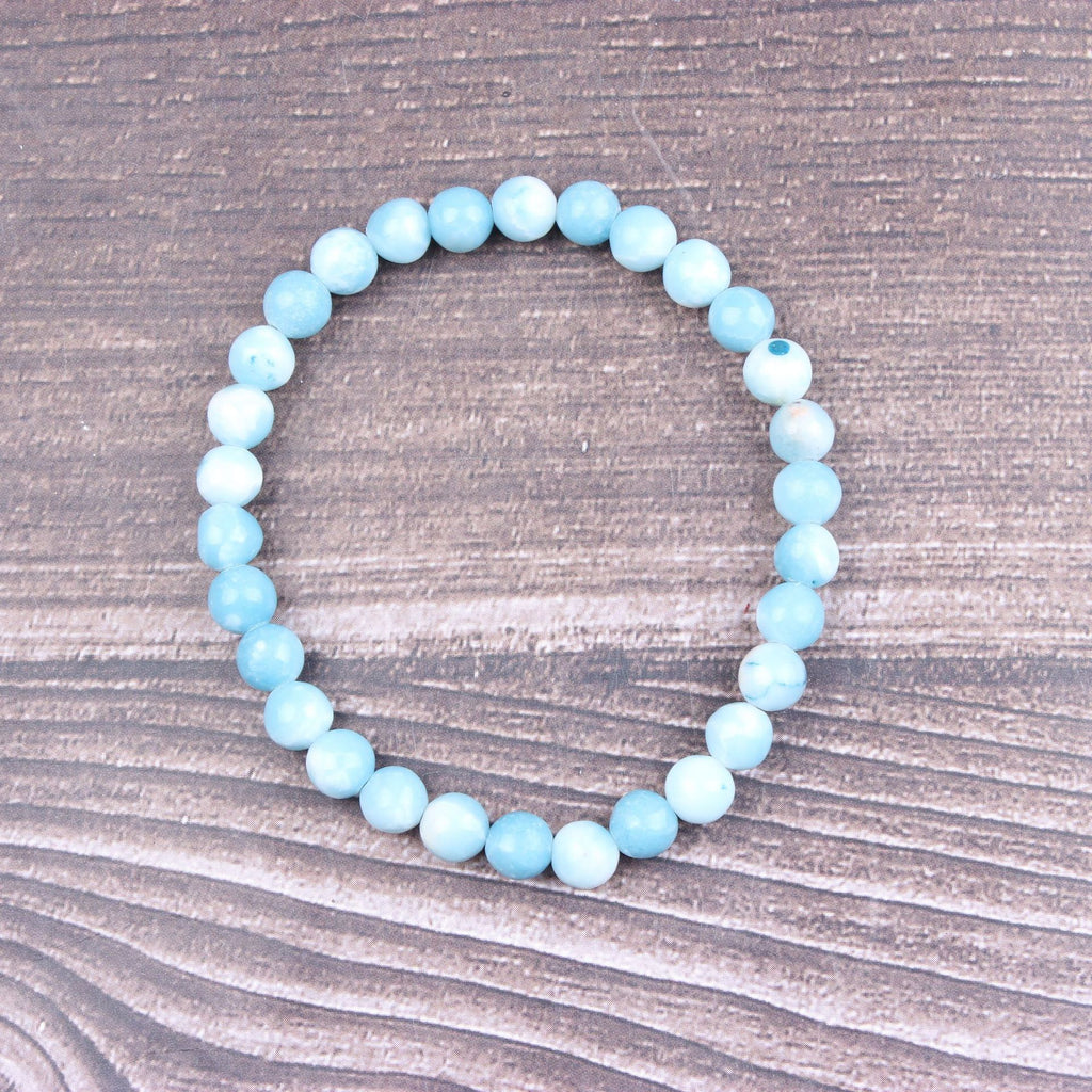 Natural Stone Larimar Bracelet Ethnic Dominican Larimar Bead Jewelry Larimar