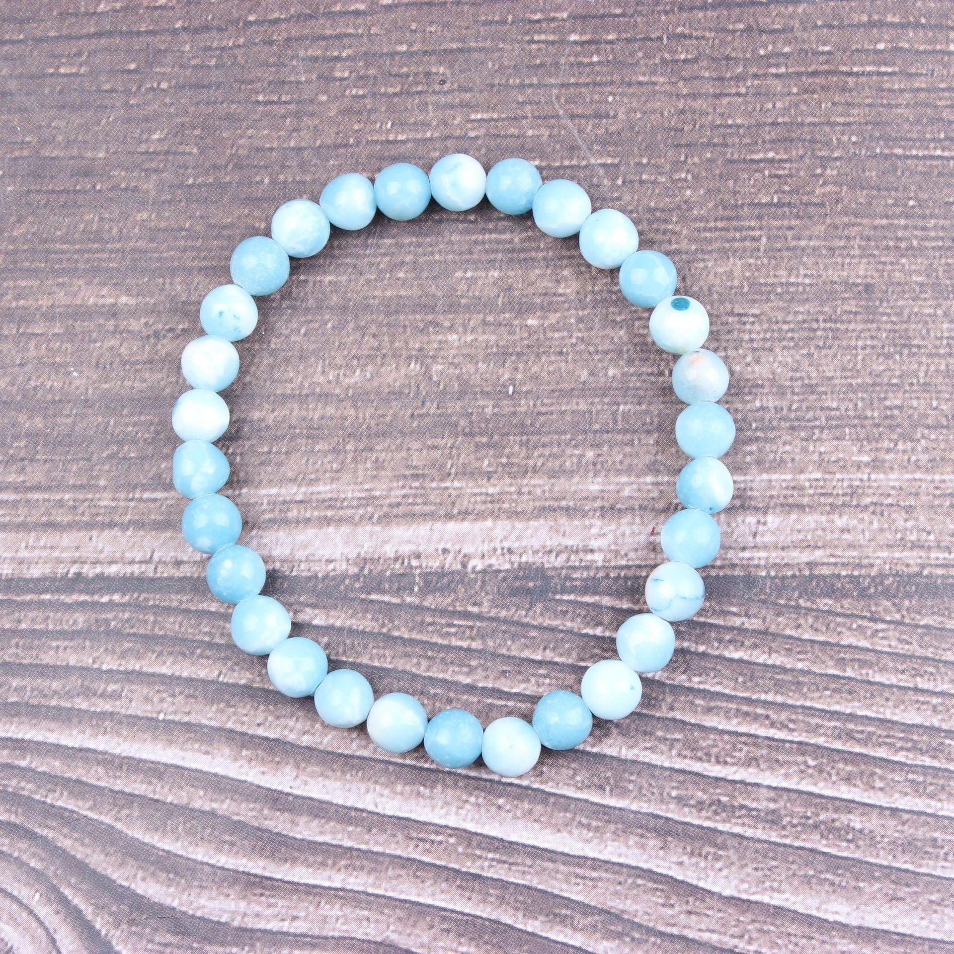 Natural Stone Larimar Bracelet Ethnic Dominican Larimar Bead Jewelry Larimar