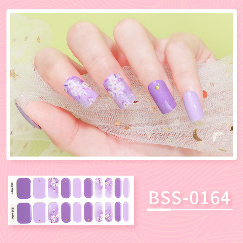 Gel Nail Sticker Waterproof 3D Bronzing Flower UV Phototherapy Semi-curing Nail Sticker