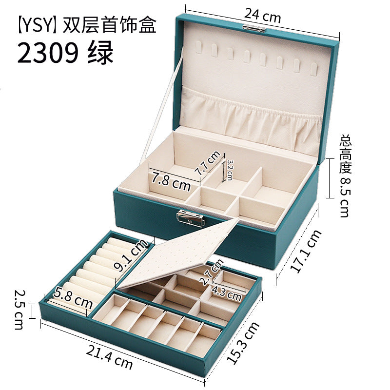 Storage Box Double Leather Jewelry Box Jewelry Storage Box Multifunctional Large Jewelry Box PU Necklace Jewelry Box DQ