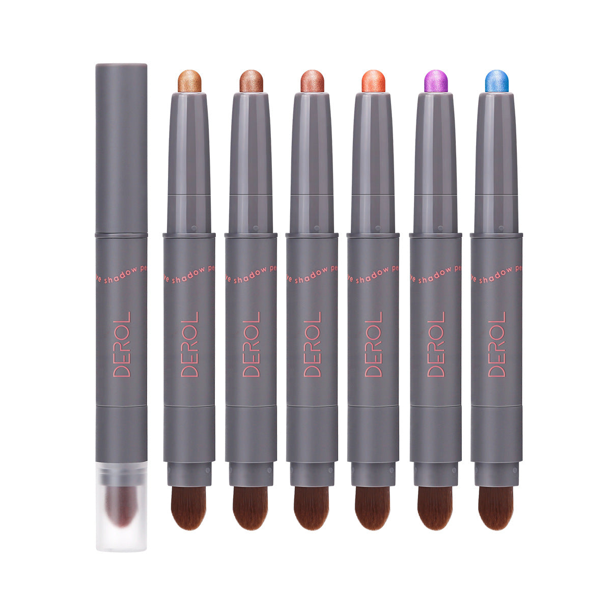 Lazy eye shadow stick double-headed rotatable with brush head not easy to smudge colored soft waxy pearlescent eye shadow