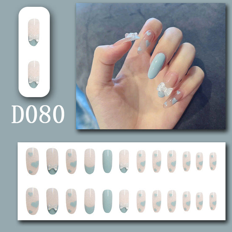 Wearable nails, fake nails, long water drops, European and American manicure, colorful small manicure tools, finished ladder-shaped nails cute cow-liked