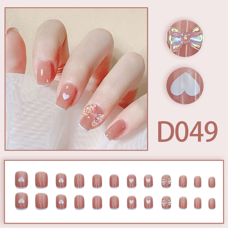 Wearable nails, fake nails, long water drops, European and American manicure, colorful small manicure tools, finished ladder-shaped nails cute cow-liked