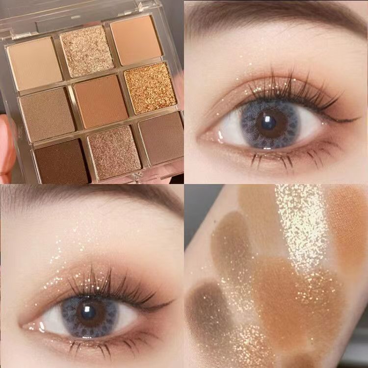 Eye shadow earth color beauty makeup cosmetics nine-colors sparkling pearlescent matte eye shadow palettes