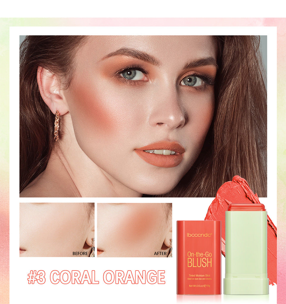 new blush cream red pink natural moisturizing lip and cheek blush stick smear blush